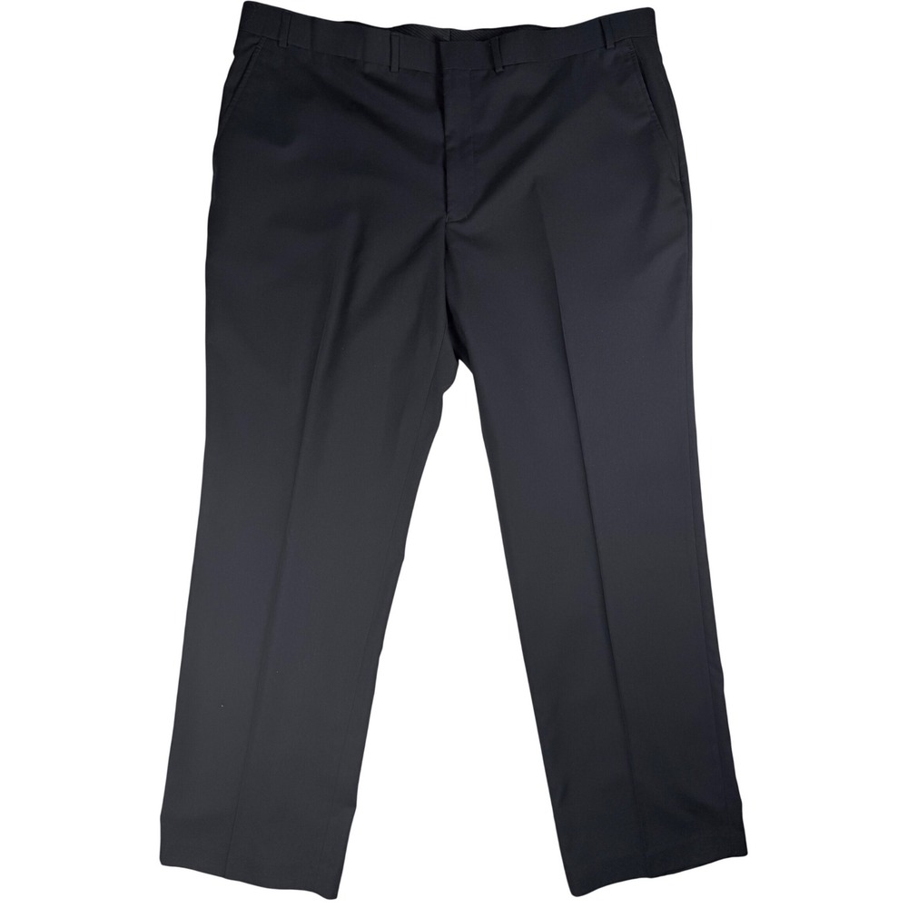 Kenneth Cole New York Mens Black‎ Dress Pants Flat Front Trousers 44W 32L LR9052